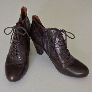 Born Crown Brown Leather Lace Up & Zip Ankle Boots Women's Size 11